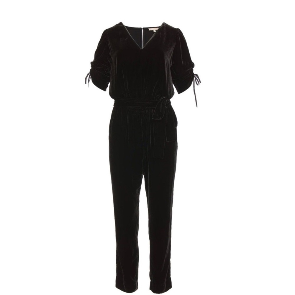 NWOT Gold Hawk Black Velvet Silk Blend Jumpsuit Size Large